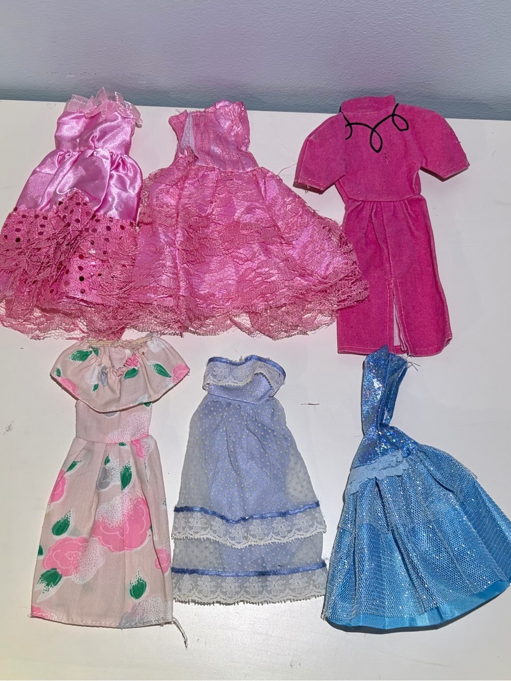 Lot of 6 Vintage Barbie Doll Midi Gowns & Party Dresses